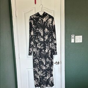 Floral Black and White Women's Dress